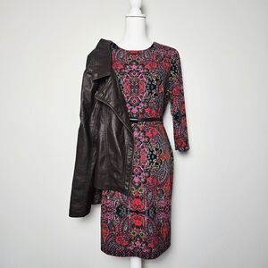 Liz Claiborne Red and Black Paisley Sheath Dress